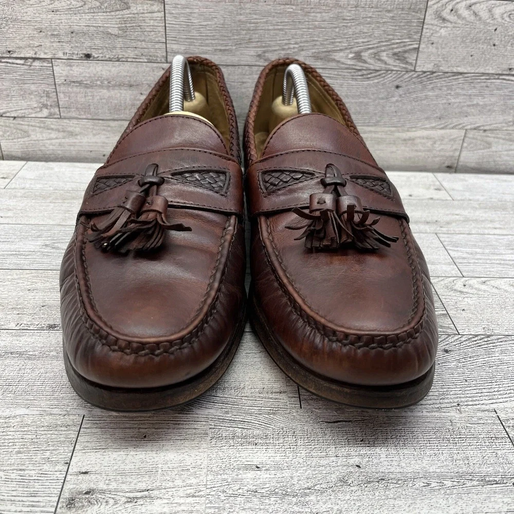 Allen Edmonds Maxfield Brown Leather Tassel Slip On Loafer Shoes Men Size‎ 11B